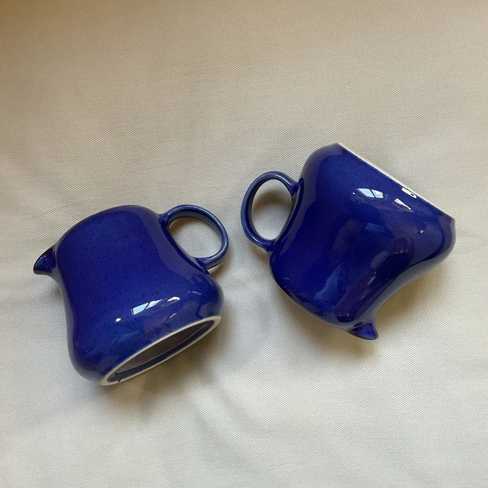 IKEA Fargrik Dark Blue with Black Speckles Creamer Pitcher Jug 15199 **Set of 2